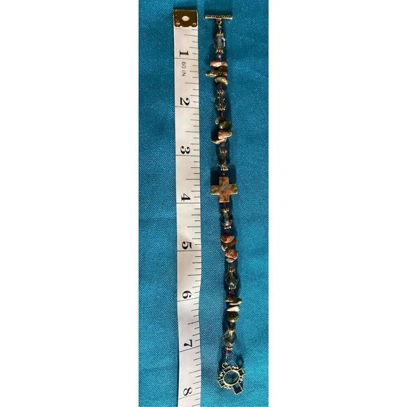 Unakite Jasper Cross Bracelet - Picture 8 of 13